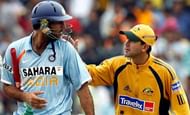 Ponting gives Yuvraj Singh a pat on his back as he walks out after scoring a lone warrior 121